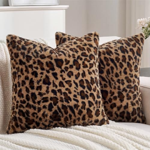 Cheetah Room Decor Leopard Print Euro Pillow Sham Covers 26x26, Extra Large
