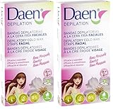 DAEN bandas depilatorias faciales cera fría rosa mosqueta 16 uds (Paquete de 2)