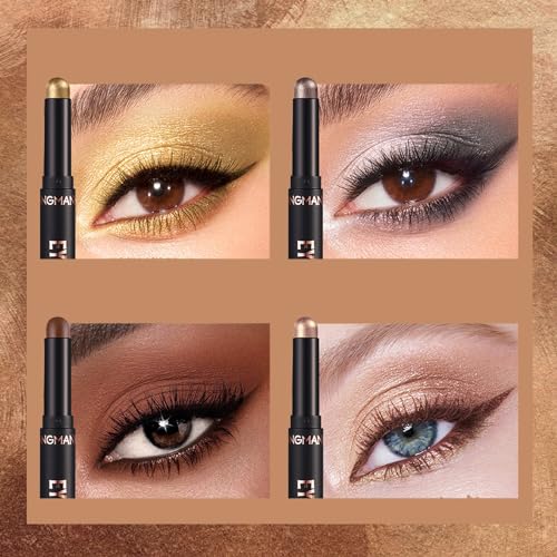 Eyeshadow Stick 8PCS,Cream Eyeshadow Shimmer Stick,Eye Shadow Pencil Crayon, Eye Shadow Stick Set, Waterproof Pearly Sparkle Glitter Cream Stick Pen Eye Liner Makeup for Women - Image 5