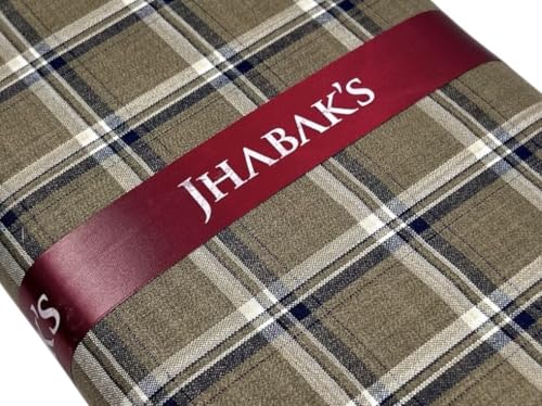 Image of JHABAK'S Cotton Blend Unstitched Checkered Fabric for Men - 2.35m Shirt Piece / 3m Kurta Piece - Width 36 Inches
