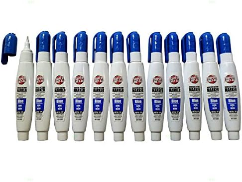 12 Pc Set Blue Super Met-Al Fine Tip Paint Marker Pens 1.4mm Stroke Fine Tip Metal Stone Rubber Glass Plastic for Industrial Auto Arts Trade