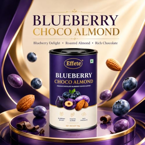 Image of Effete Choco Coated Blueberry Chocolate Almond Can - 96gm, Chocolaty Dryfruits, Chocolicious Almonds, Dryfruits chocolates packet, chocolates gift pack, chocolate box, chocolates gift hemper