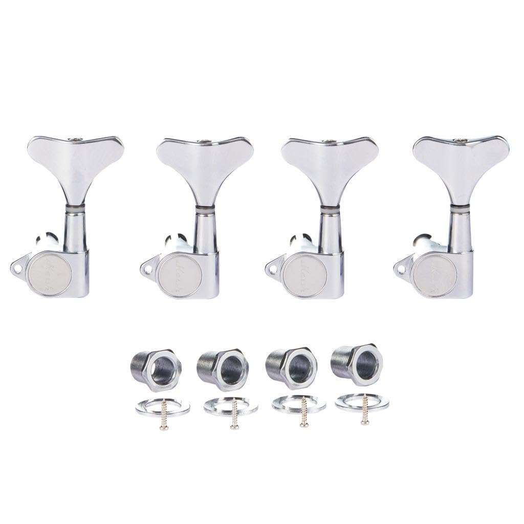 Left Handed 4 String 18:1 Sealed Bass Tuners Lefty Bass Guitar Tuning Keys Pegs Bass Tuning Machines Compatible with Ibanez/Yamaha Style Acoustic/Electric Bass Chrome 4L