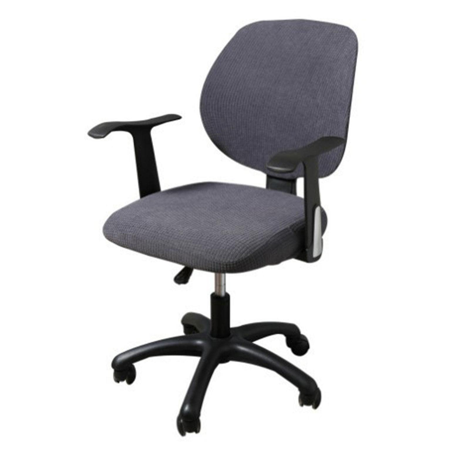 YCSHIPO 1set/2pcs Office Chair Cover Stretchable Computer Cover Washable for Desk Rotating and Backrest, free size（ 1xBackrest Cover +1xSeat Cushion Cover,dark grey