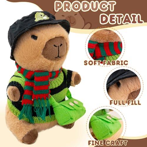 Image of Capybara Plush for Boys Girls Birthday Dress Up Cute Plushies,10 Pcs Set,9 Clothes and Accessories Kawaii Stuffed Animal Plushie Toy, Soft Peluche Doll for Kids 10.2 in