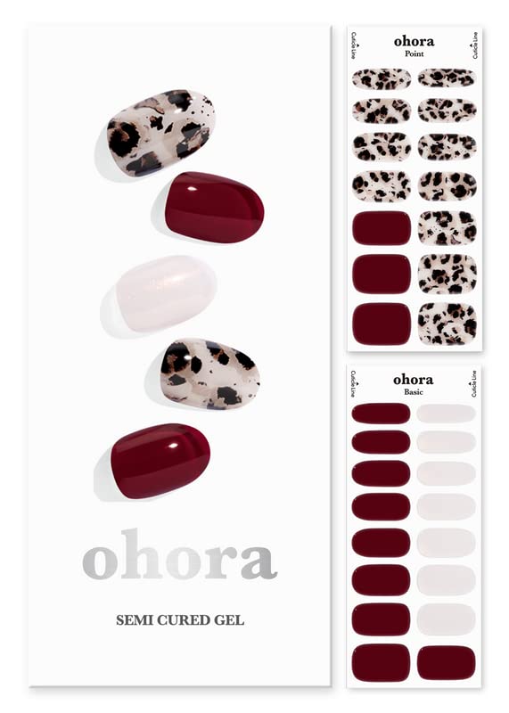 ohora Semi Cured Gel Nail Strips (N Howling) - Works with Any UV/LED Lamps, Salon-Quality, Long Lasting, Easy to Apply & Remove - Valentine's Day Gel Nail Wraps, Stickers, Romantic Gift Ideas