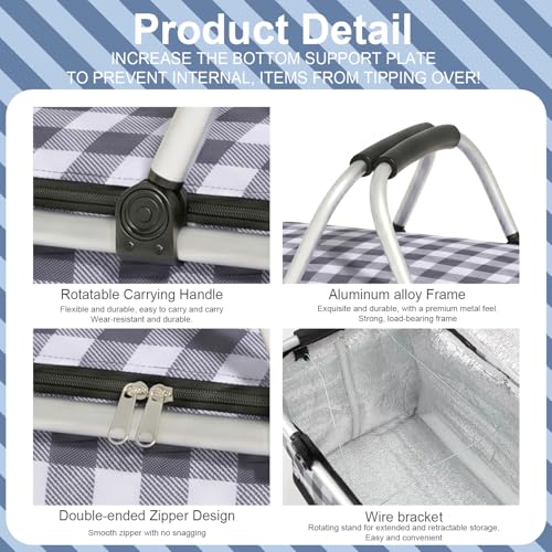 IACTIVE Insulated Picnic Basket, Collapsible Market Basket (Black Grid) by IACTIVE - Used condition - Image 5
