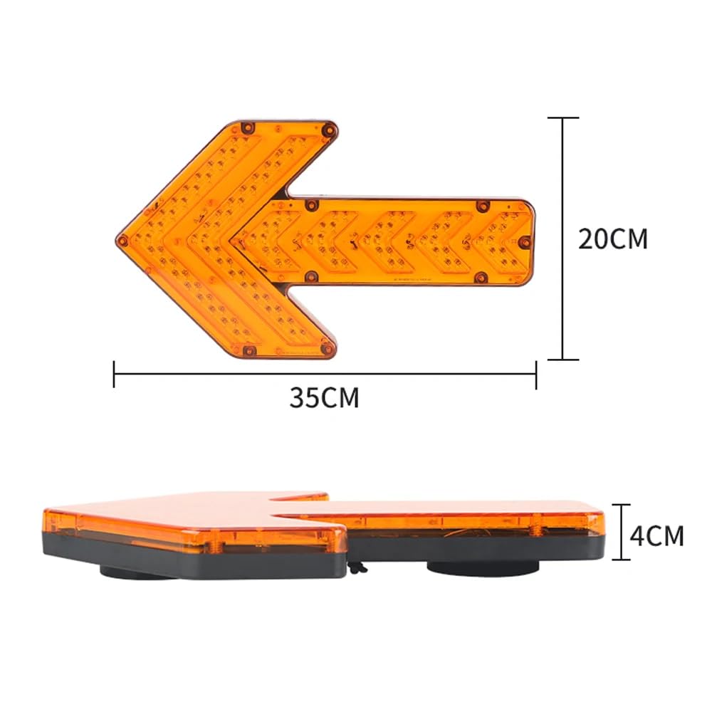 Luz LED de Señalización de Flecha Impermeable y Recargable para Vehículos de Construcción, Barredoras, Carros de Agua y Grúas.