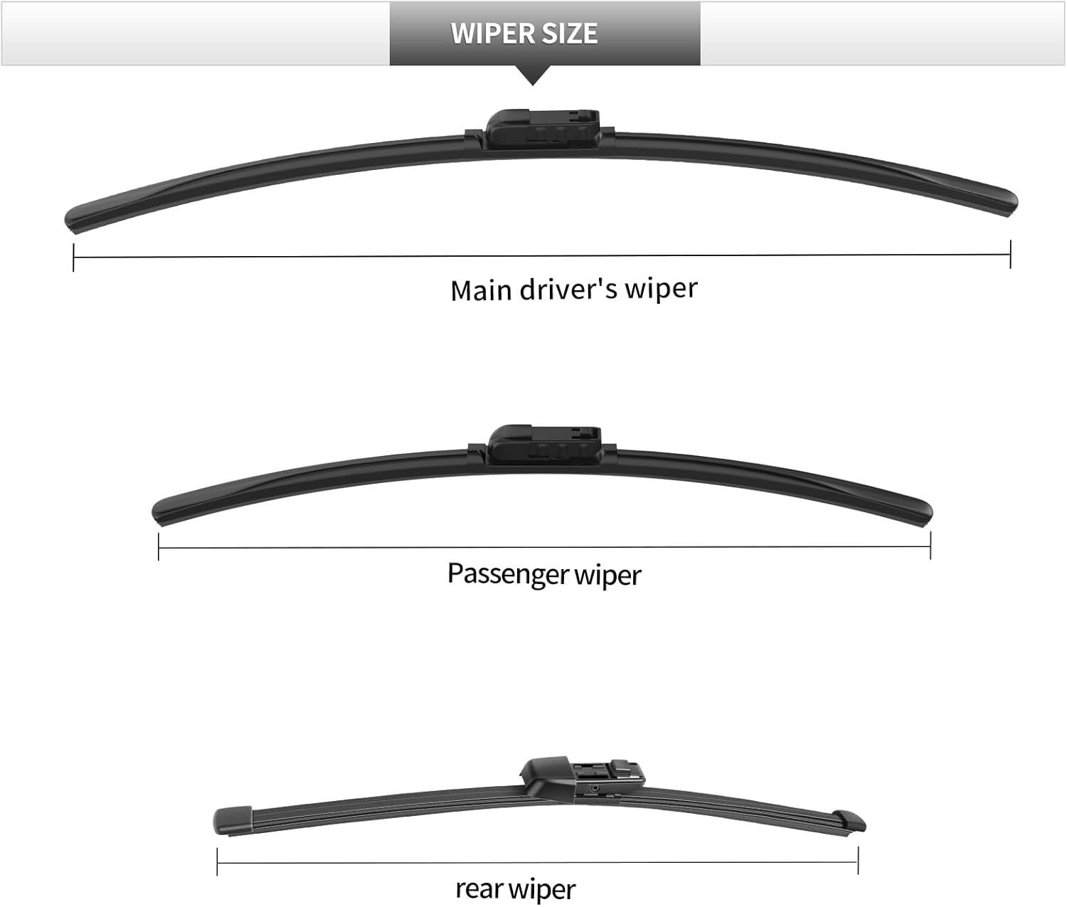 Replacement for Volkswagen Taos 2022 2023 2024 Windshield Wiper Blade, 3 Pieces of Car Front and Rear Window Wiper Blades