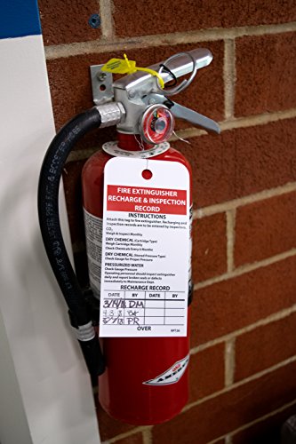 Image of NMC RPT26 Fire Extinguisher Recharge & Inspection Record Tag, Unrippable Vinyl, Notice Inspection Tag, Black, Red, White