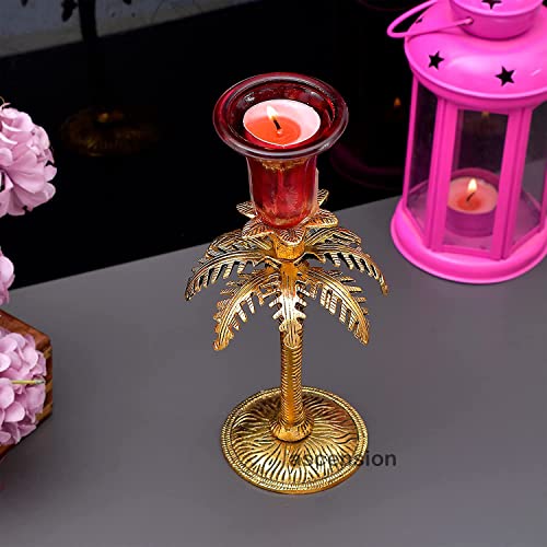 Image of Ascension 22cm High Metal Pillar Candle Holder Stand Ideal for Weddings or Parties as Well as Home Decor Gifts (Multicolour)