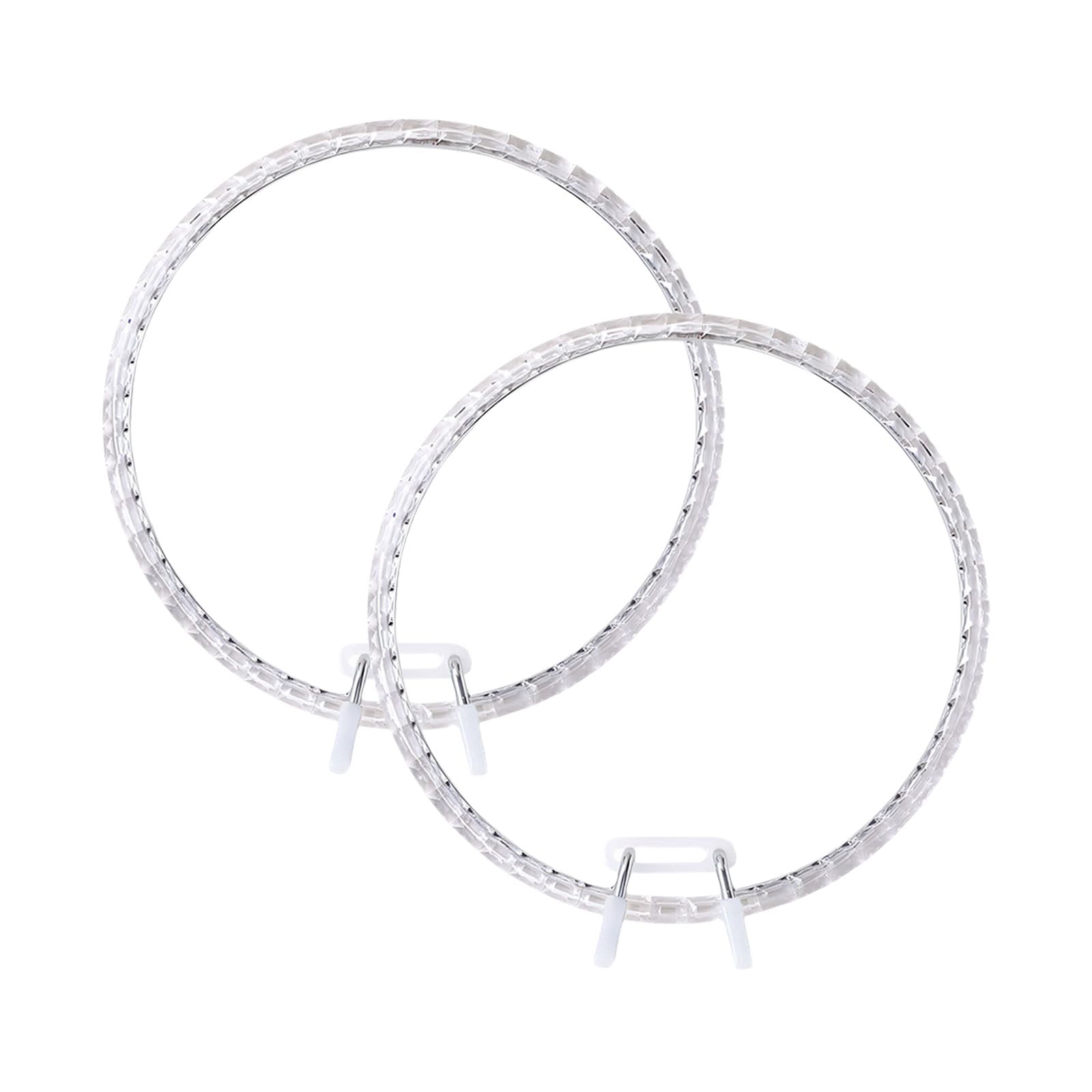 Msioytog Transparent 2Pcs Round Stitching Hoops Ergonomic Adjustable Embroidery Frames With Spring Mechanism For Needlework Crafting Adjustable Embroidery Hoops Ergonomic