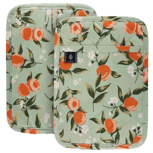BONTHEE Pot Holders for Kitchen Heat Resistant Hot Pads for Countertops Oven Pot Holders Cotton Potholders for Kitchen Cooking Baking - 2PCS