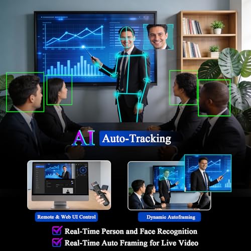 Image of PTZ Camera 4K with 20X Optical Zoom, 4K NDI PTZ Camera with AI Auto Tracking(Gen3),Live Streaming for Church Worship,USB3.0 PoE HDMI IP Work with Vmix,OBS,YouTube,Zoom(NDI License Included)