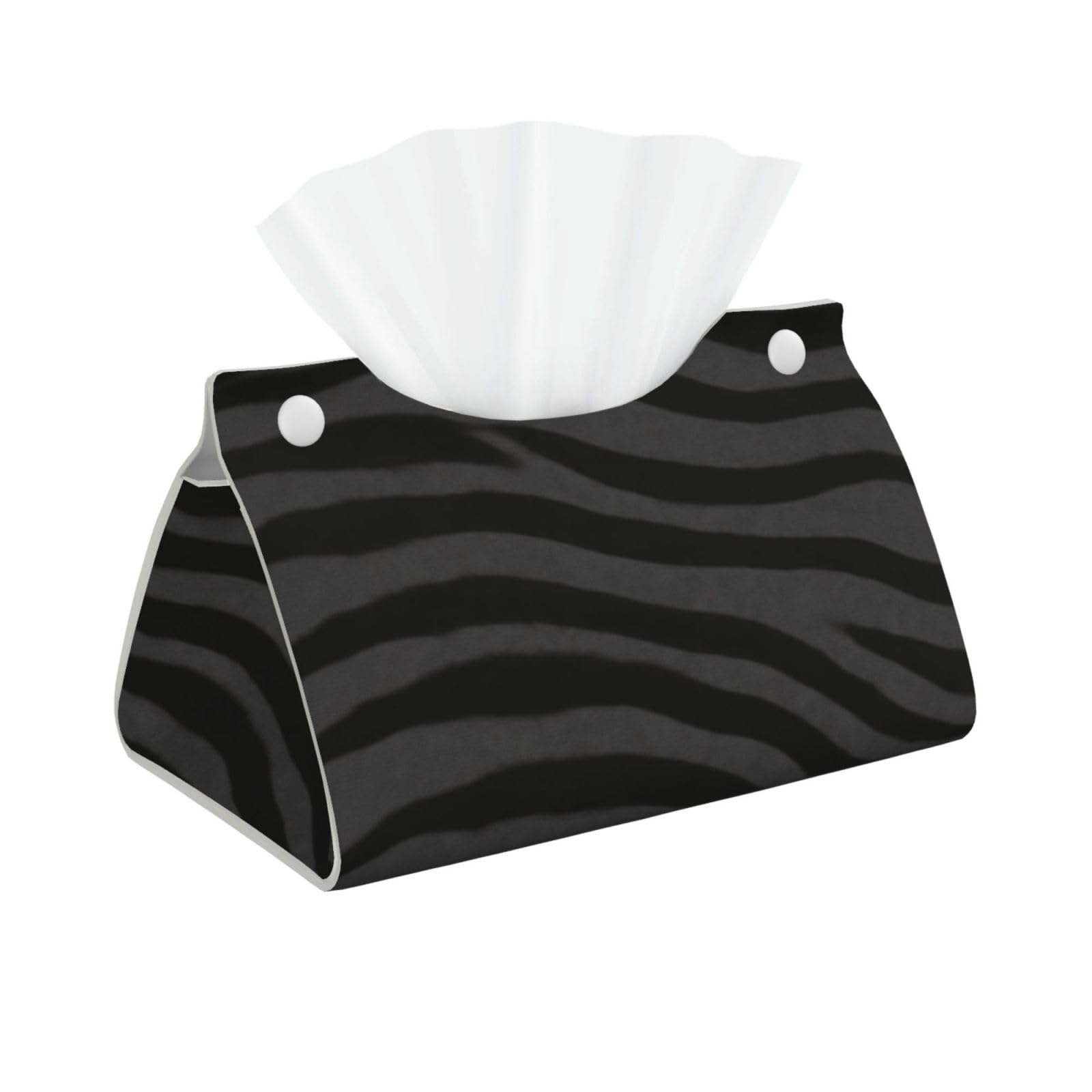 Dark Tiger Stripe Long Leather Tissue Box Cover-Waterproof PU Leather Tissue Holder for Bathroom, Decorative Rectangular Tissue Case