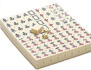 XXZY Juego de Mahjong chino Mahjong de melamina blanca con 144 fichas, 3 dados y un hermoso embalaje, adecuado para juegos de estilo chino (color: blanco)