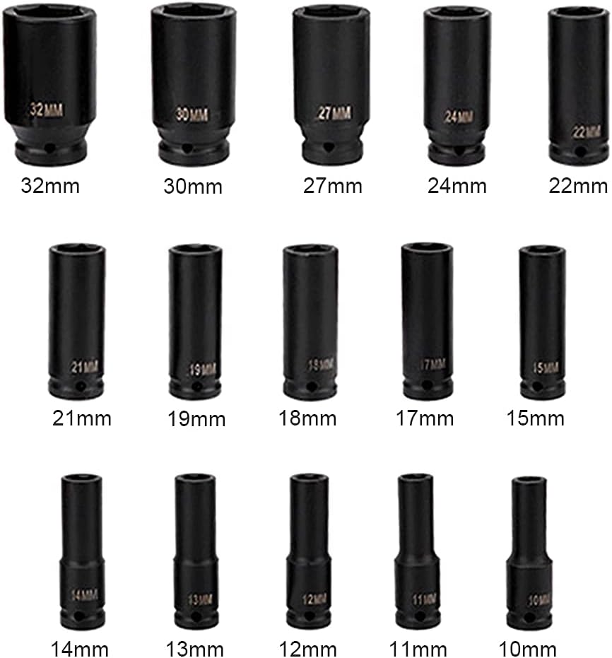 Black Friday - 60% OFF Impact Sockets 15pcs 1/2 Deep Impact Socket Tool Set Professional Carbon Steel Material Metric Garage Workshop 10-32 MM with A Storage Case New Deal Impact Sockets 15pcs 1/2 Deep Impact Socket Tool Set Professional Carbon Steel Material Metric Garage Workshop 10-32 MM with A Storage Case