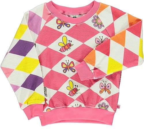 Sweat-shirt fille Småfolk à poches imprimé arlequin coloré et ludique
