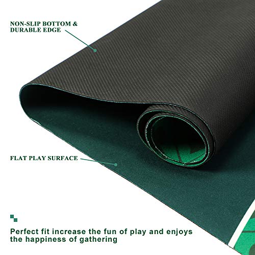 Besthls Poker Table Top For Portable, Poker Mat Layout With Professional Sure Sick Rubber Foam For Up To 8 Players To Play Cards 35 X 70 Inch #TOP2