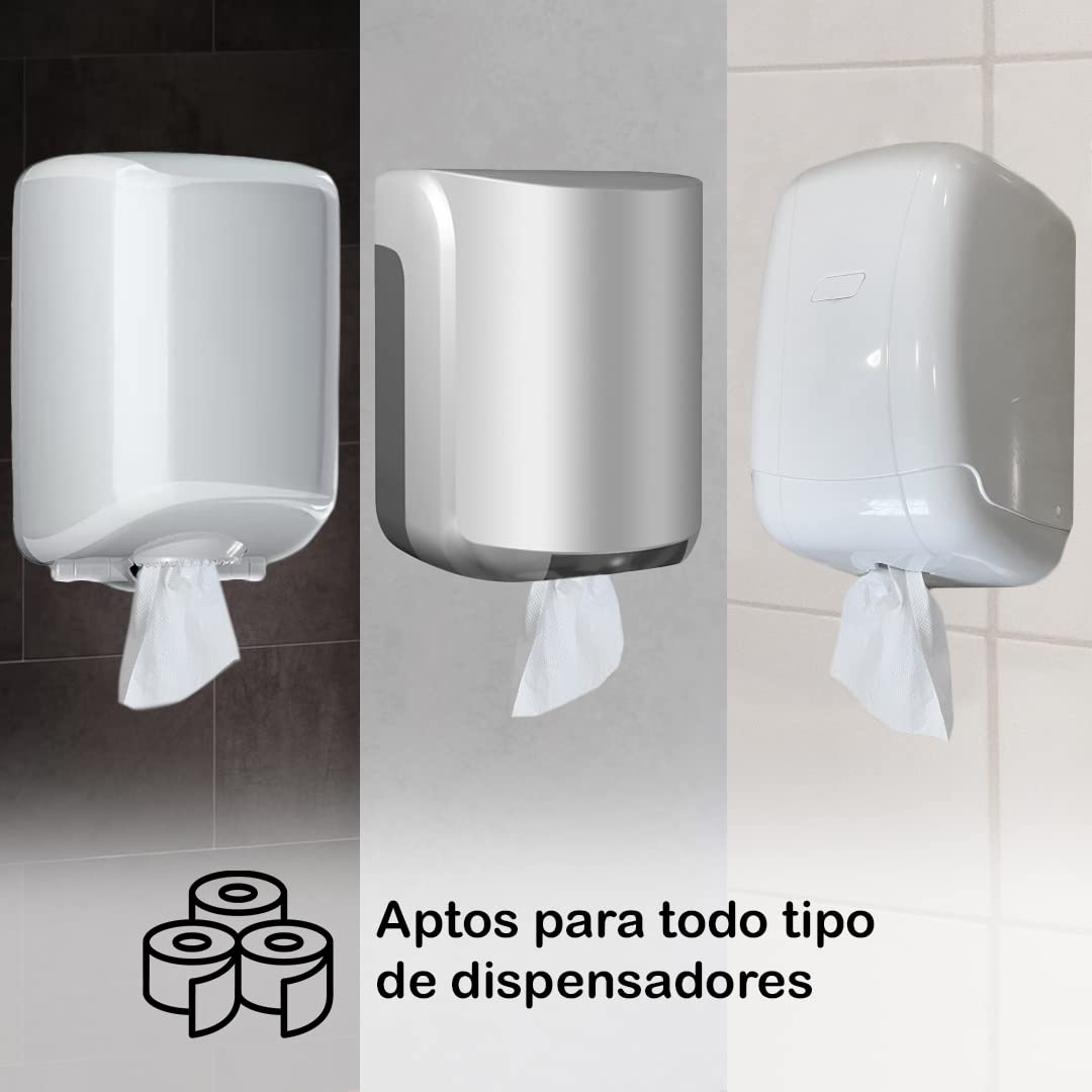 Rotoli Carta Asciugatutto 2 Veli - 12 Rotoli Bianco - Rotolo Centrefeed Adatto anche per Dispenser