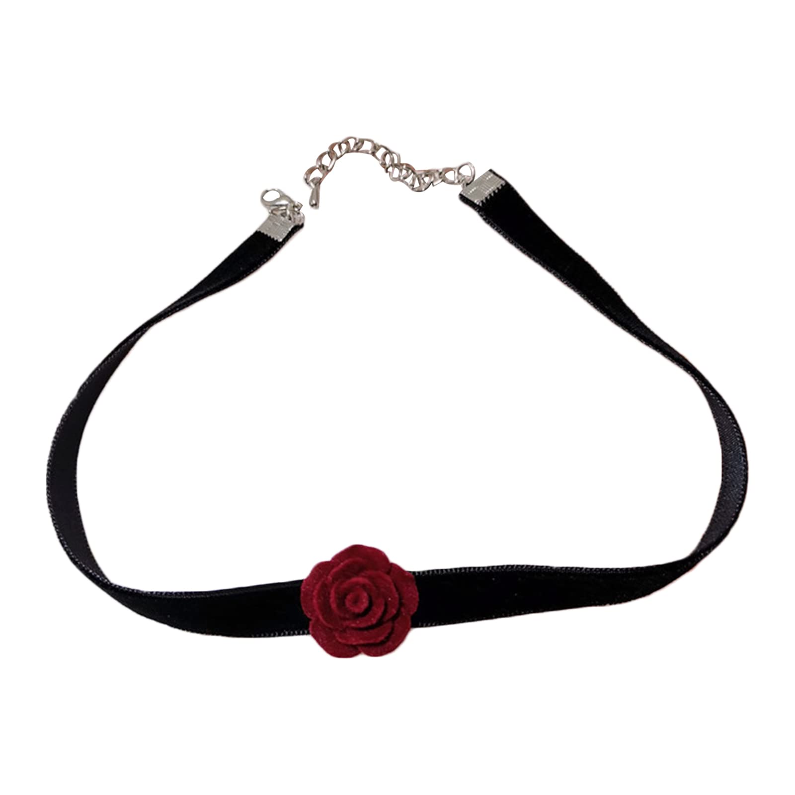 Fizunk] Girocollo nero Camelia Collana Fiore Pizzo Collana