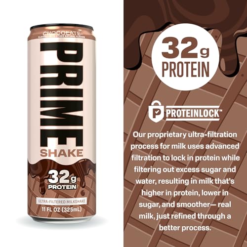Image of PRIME Shakes, Chocolate, 32g Protein Shake for Muscle Support & Recovery, Ultra-Filtered Milk, Lactose Free, Low Sugar, Low Calorie, Ready to Drink, 11 fl oz, 12 Pack