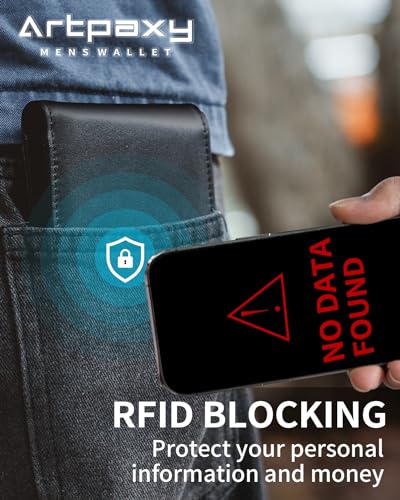 Mens Wallet Genuine Leather Bifold RFID Blocking Wallet for Men with 2 ID Windows 12 Card Holders 2 cash pockets 1 Gift Box4