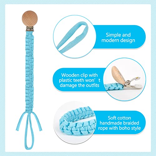 Pacifier Clip For Boys And Girls, 3 Pack Handmade Braided Cotton Neutral Color Pacifier Holder Clips Match Most Outfits And Any Occasions For Boys & Girls #TOP1