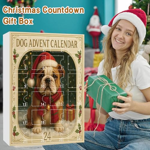 Adventskalender 2025 mit 24 Hunde-Figuren - Weihnachtskalender mit Hundestatuen in Festlicher Kleidung, Tägliche Überraschung vom 1. bis 24. Dezember für Familien (24-tlg Set)