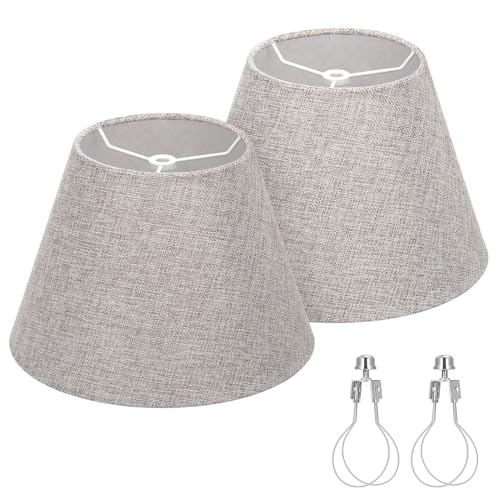 Small Lamp Shades Set of 2, 5.5" Top x 10" Bottom x 6.6" High, Gray
