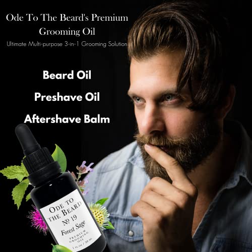 Vegan Mia - Usda Organic Spruce-Scented Beard Oil For Men, 3-In-1 Premium Grooming Oil With Argan Oil, Jojoba And More, For Beard Growth And Maintenance, Ode To The Beard Forest Sage Beard Oil, 1 Fl Oz #TOP1