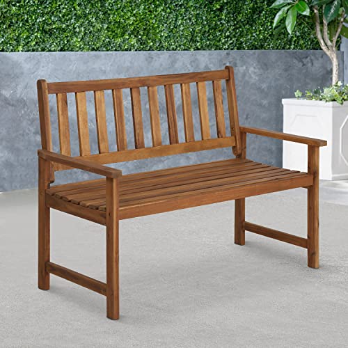 Fdw Patio Furniture Outdoor Patio Bench Wood Garden Bench Park Bench Acacia Wood For Pool Beach Backyard Balcony Porch Deck Garden Wooden Furniture, Natural Oiled #TOP1