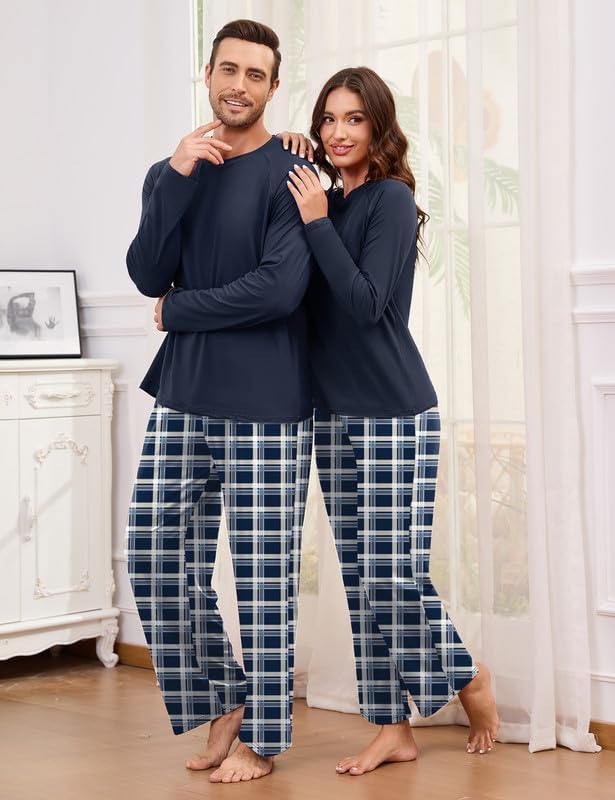 Marvmys Matching Pajamas for Couples Men & Women Long Sleeve Plaid Pjs Loungewear Pjs Set with Pockets S-3XL - Image 2