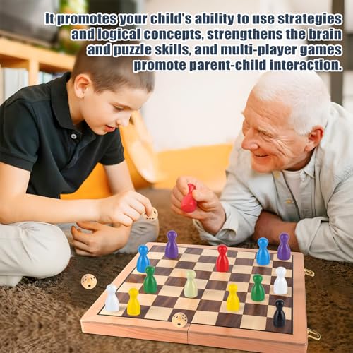 GHVACZS 80 Stück Spielfiguren für Brettspiele und 4 Stück Würfel aus Holz, 25 x 12mm Spielfiguren Holz, Halmakegel, Bunte Spielfigure für Flugschach, Dame, Brettspiele