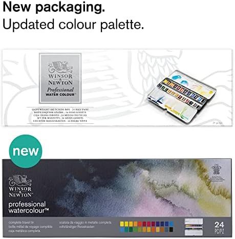 Winsor & Newton Professional Water Colour Lightweight Metal Box, 24 Half Pans