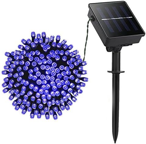 [12 Month Warranty] Lellel 3rd Gen Solar Outdoor LED String Lights, for Yard Patio Garden Tree Party Wedding Decoration, Warm White 49ft (6-Months-Warranty, Blue)