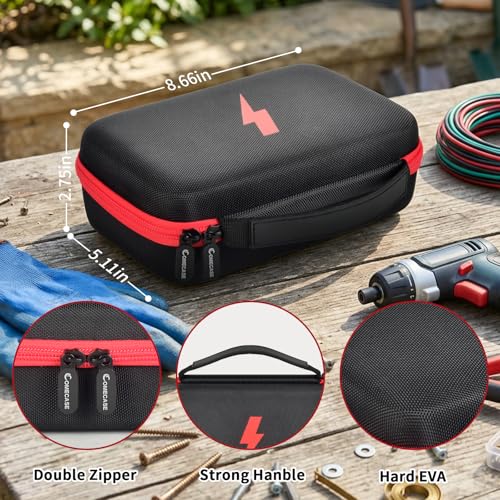 Image of Case Compatible for Fluke 17B+ /15B+ / 17B / 15B / /177 /179 / 113 /114 / 115 /116 / 117 /87V / 88V / 101 Digital Multimeter, Protective Travel Storage Bag with Detachable DIY Foam (Box Only) (Black+Red Zipper)