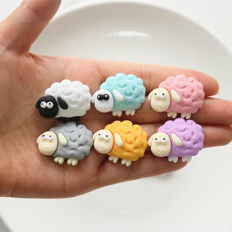 6 imanes decorativos pequeños de oveja para refrigerador miniatura 3