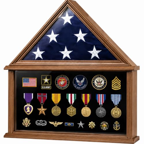 Solid Wood Burial Flag Case with Certificate Slot