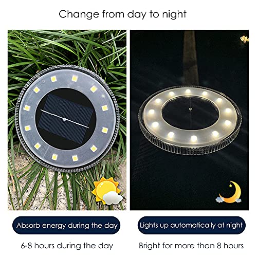 AERFA Luzes de aterramento solar – 4 luzes de LED solares para jardim ao ar livre, luzes de disco, i