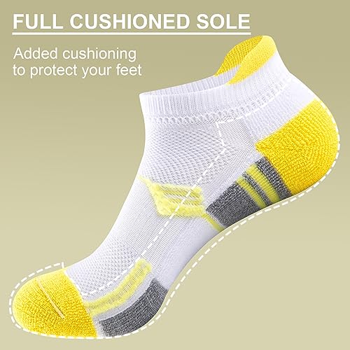 Image of COOVAN Ankle Socks Womens Athletic Low Cut Thick Cushioned Running Socks with Tab 6 Pairs