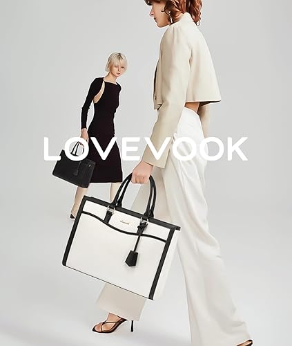Miniatura 4 de LOVEVOOK Bolsa de mano para laptop para mujer, bolsa de trabajo de oficina, maletín para laptop de 15.6 pulgadas, bolsa de gran capacidad para