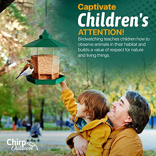 Hanging Hopper Bird Feeder - Can Be Used As Decorative Ground Level Or Hanging Bird Feeder Outside | Irresistibly Attracts Diverse Array Of Beautiful Songbird Species | Durable For All Climates #TOP4