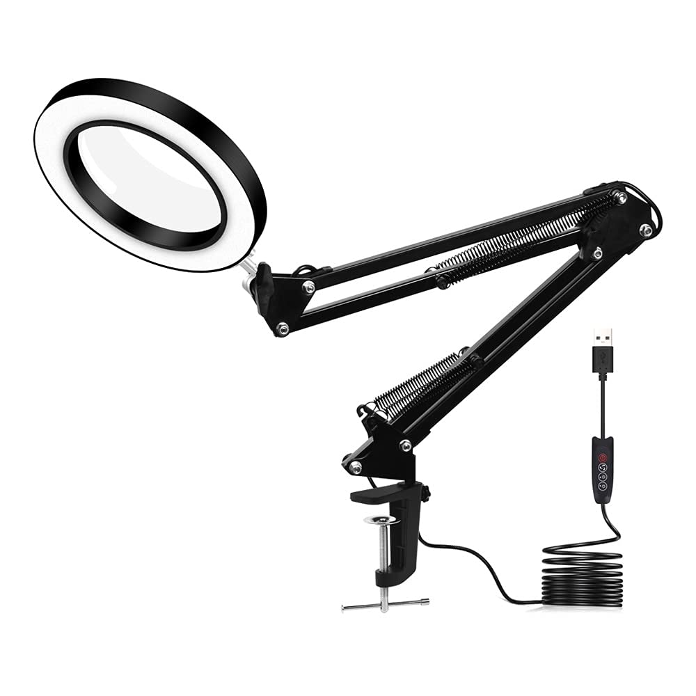 Powiększające 5X elastyczne biurko duże USB LED szkło powiększające 3 kolory podświetlana lampa lupa lupa czytanie/przeróbka/lutowanie lampa biurkowa Made in China