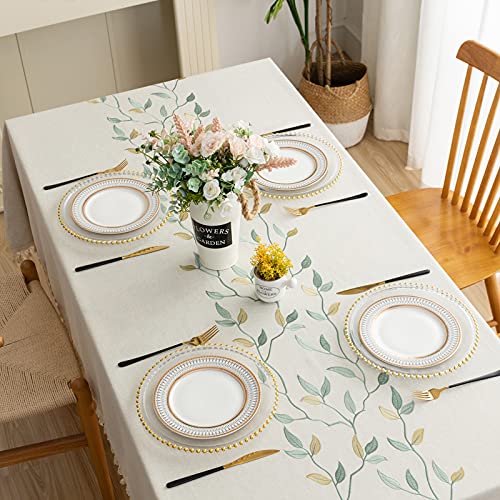 Lipo Fall Tablecloth Rectangle Table Cloth For Rectangle Tables Washable Linen Table Clothes For 6 Foot Rectangle Tables Wrinkle Free Embroidery Tablecloths Farmhouse Rustic Boho Table Cover 55X86 #TOP4