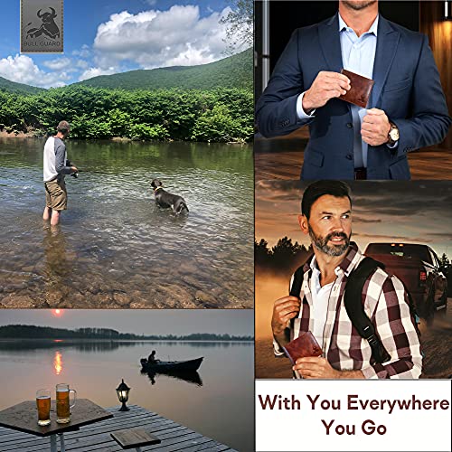 BULL GUARD Mens RFID Blocking Bifold Wallet Soft Genuine Leather Brown Western - Image 7