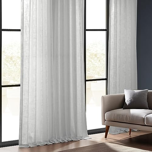 Image of HPD Half Price Drapes Heavy Faux Linen Light Filtering Curtains for Bedroom 96 inch Long (1 Panel) - Rod Pocket Curtain for Living Room - Window Curtains Home Decor - 50 inchW X 96 inchL, Rice White (Pack of 8)