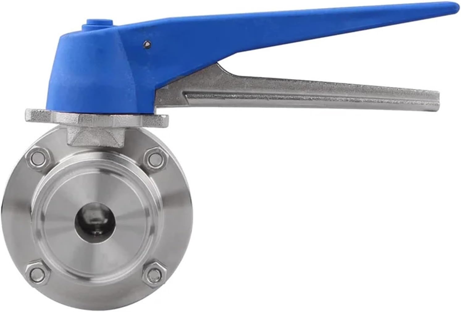 Butterfly Valve with Blue Trigger Handle Stainless Steel 304 Tri-Clamp (3/4 Inch Tube OD)