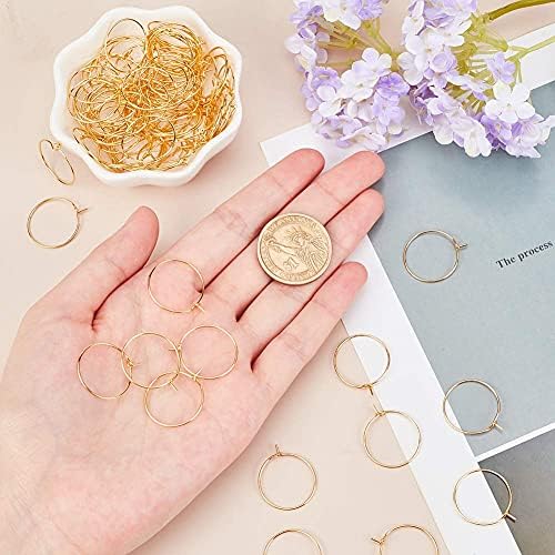 UNICRAFTALE 100pcs 20mm Golden Wine Glass Charms Rings 304 Stainless Steel Hoop Earring Findings 0.7mm Pin DIY Earring Hoops for Women Hoop Earrings Wine Glass Marker Making