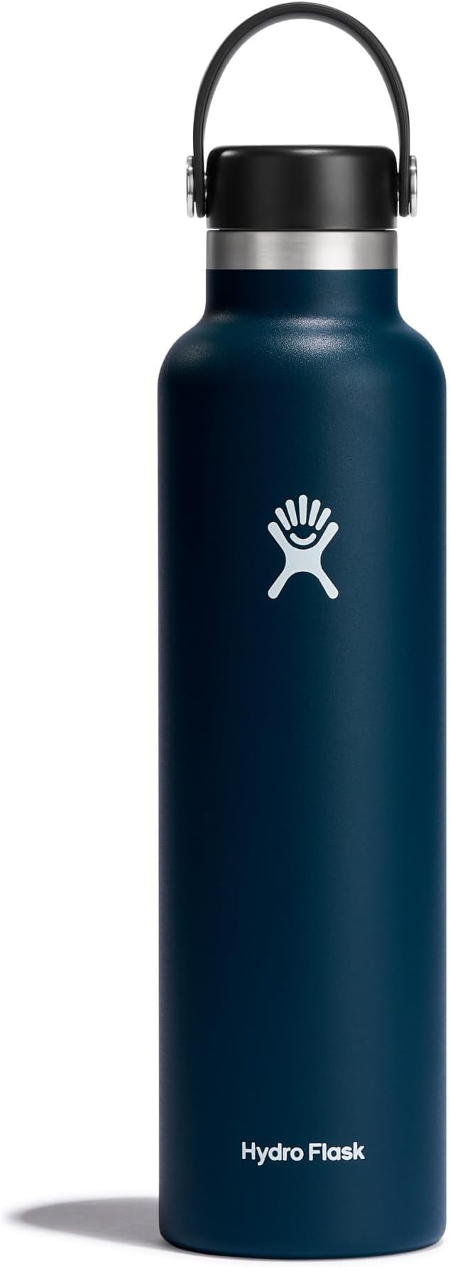 Water Bottle 709 ml (24 oz) - Vacuum Insulated Stainless Steel Water Bottle with Leak Proof Flex Cap and Powder Coat - Standard Mouth - Indigo